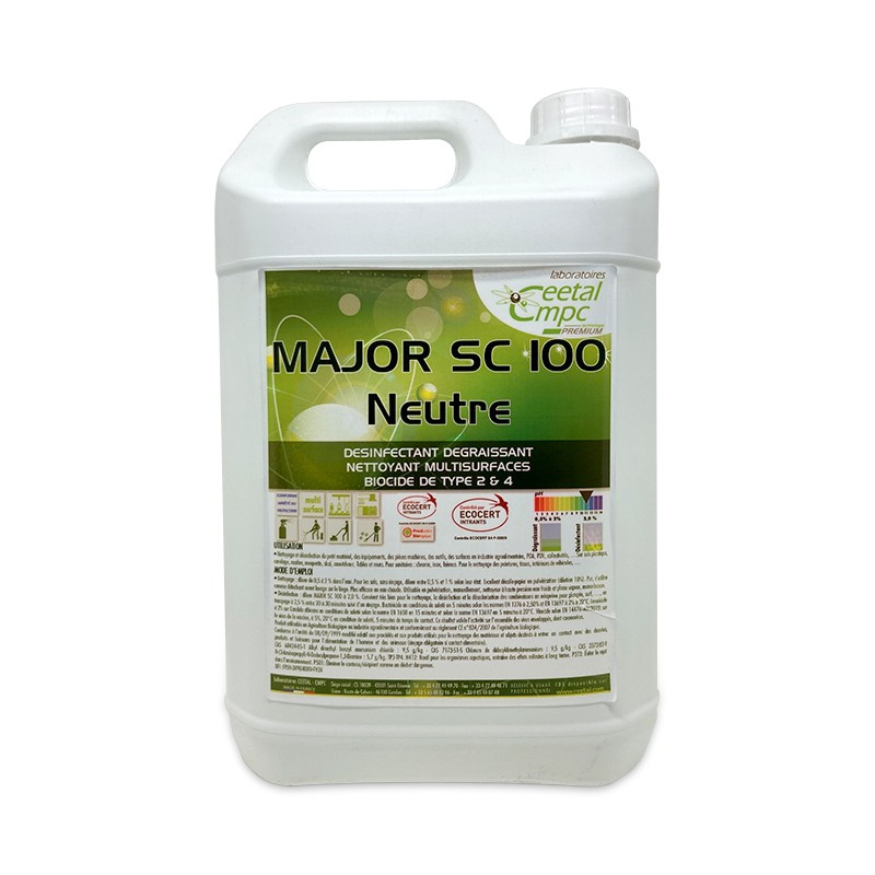 desinfectant degraissant nettoyant multi surfaces biocide de type 24 major sc100 neutre